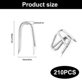 210Pcs Steel Wire Fencing Staples 2.6 * 30mm Heavy Duty Galvanized U-Shaped Fasteners Nails,Steel Fence Staple Nails for Wire Mesh and Woven Fencing