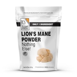 Its Just - Polvo De Hongo Melena De León, Superalimento Crudo Natural, Apoyo Cerebral, Salud Inmunológica, Aumento De Energía, Sin Ogm, 8 Oz 8 Onzas  
