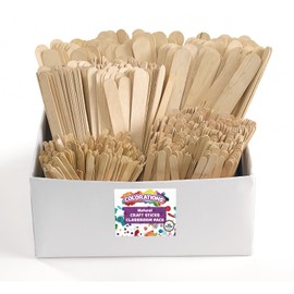 Colorations Assorted Sizes Natural Wood Craft Sticks Tongue Depressors, 1200 Piece Classroom Pack, All Natural, , 1mm Thick, Jumbo, Large, Regular, and Mini (Item # CPCS)