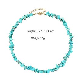 Mingjun Handmade Adjustable Turquoise Stone Choker Necklace Summer Beach Necklace for Women Girls, Turquoise, Turquoise