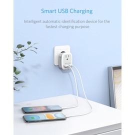 BESTEK - Paquete de 2 adaptadores de enchufe de viaje europeo, puerto tipo C, adaptador de viaje con 2 puertos de carga USB, para España, Islandia, Italia, Francia, Alemania