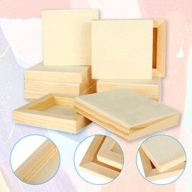 Voittozege 12 Pack Blank wood canvas 5 x 5 inch Unfinished Wooden Canvas Board Wooden Painting Panels Wooden Canvas Board for Painting Painting Pouring Burning and DIY Craft Projects