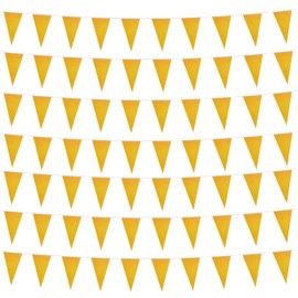 Krmkot 100 Ft Orange Pennant Banners Flags String 60 Pcs Hanging DIY Triangle Bunting Flags,Solid Orange Blank Banners Flags for Grand Opening,Birthday Party,Festival Celebration (Orange)