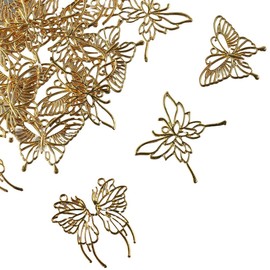 Uniquer 30Pcs Butterfly Open Bezels Charms 3 Styles Hollow Golden Butterfly Moulds Pendant Frame for DIY DIY Pressed Flower Frame Bracelet Necklace Resin Jewelry Making