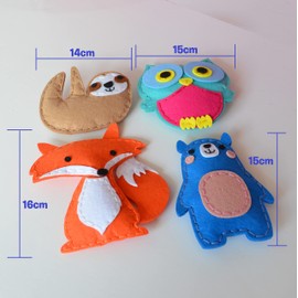 Buddy & Barney Sewing Kit for Children - Cute Animals Felt Sewing Kit | Easy to Learn Mini Sewing Kit with Sewing Tools for Beginners | Felt Craft Kits for Girls and Boys - Set of 4