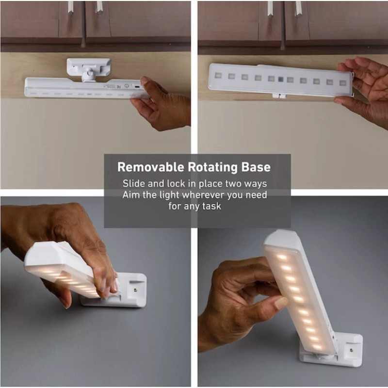 Good Earth, 9" Rechargeable USB Plug-In LED Under-Cabinet Light Bar