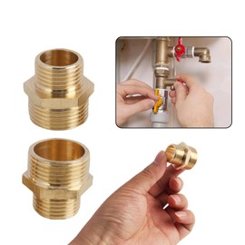 Set of 2 Brass Reducers 3/4 Inch to 1/2 Inch Adapter 1/2 Inch to 3/4 Inch, Hose Connection and Water Pipe Reducer Adapter, High-Quality Brass Reducing Bushings for Plumbing Installations