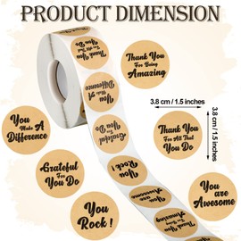 1000 Pcs Kudos Appreciation Stickers Retro You are Awesome Thanks for Being Amazing You Make a Difference Envelope Seals for Graduation Employees Nurses Teacher Appreciation(Kraft Style)