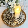 chicapica 16-Inch Black Rattan Lazy Susan with Mother of Pearl