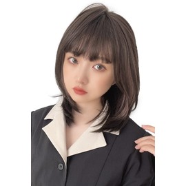 Bright Lara hf1420-TRM Full Wig, Medium Wig, Inner Color, Wig, Black Hair, Straight