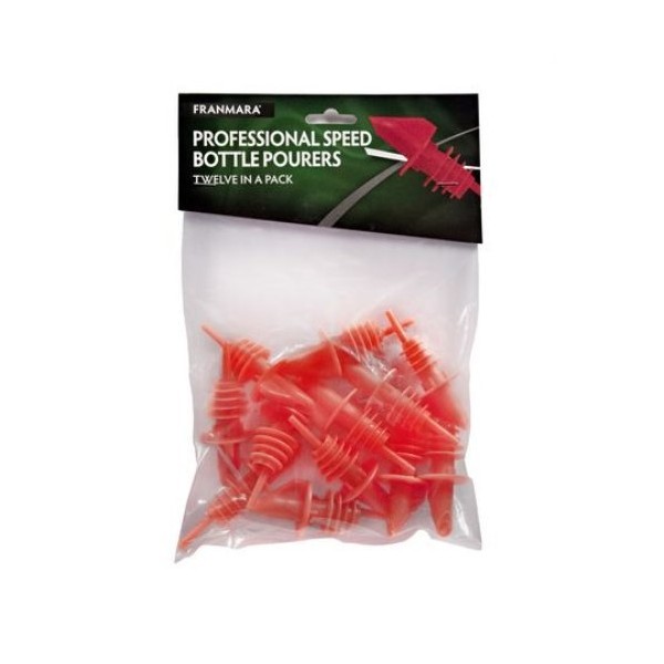 Pack of 12 Fluorescent Red Plastic Speed Liquor Bottle Pourers