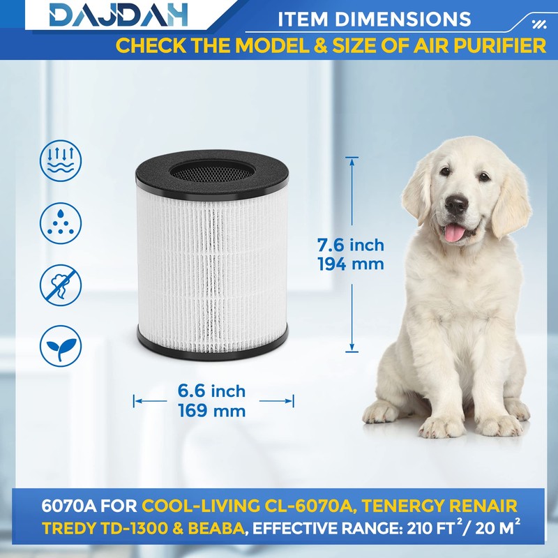 CL-6070A Replacement Filter Compatible with Tenergy Renair TAP01, Cool-Living CL-6070A,