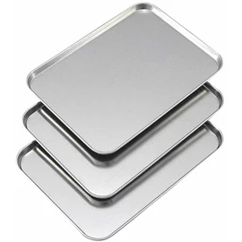 Shimomura 34625 Tsubame Sanjo Tray, Shallow Prep Bats, 3 Pieces, Made in Japan, 7.3 x 10.0 inches (18.5 x 25.5 cm), Dishwasher Safe, Divided Cooking, Outdoor Set, Stainless Steel