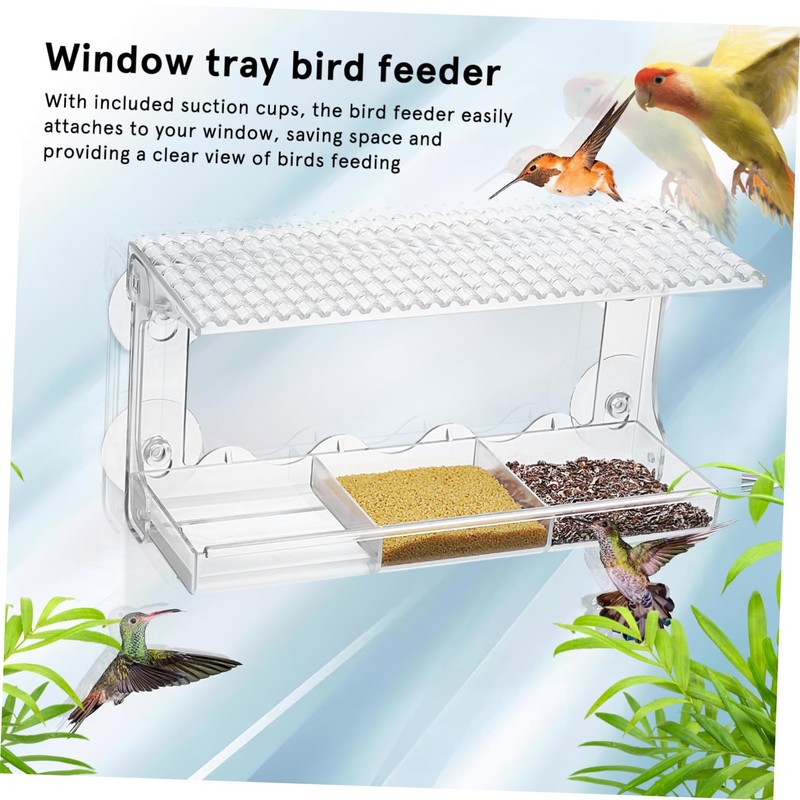 Mipcase Clear Window Bird Feeder with Suction Grip Sturdy and