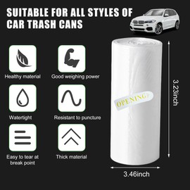 Gasedin 2 PCS Car Trash Bags (60 Counts), Elastic Transparent Mini Garbage Bags, Waterproof Waste Disposal Bags Trash Can Liner Refills for Car Home Office Desktop, Car Accessories