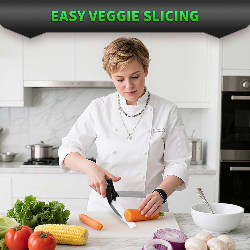 DZ Duozhan Kitchen Scissors with Cutting Board, Stainless Steel, Easy