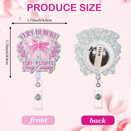 Funny Nurse Badge Reel Retractable - Demure Cute Pink Bow ID Badge Holder with Acrylic Alligator Clip for Nurse Nursing Medical Student Teacher Hospital Worker Office Card Reels Gifts