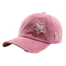 Baseball Hats for Women Ponytail Adjustable Sun Shade Sports Caps Pink