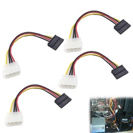 Noenaeni 4PCS 4Pin Molex to SATA Power Cables(SATA to Molex) Provides Reverse Compatibility for Older Drives Sata Power Cable Flexible Durable Construction for Reliable Power Delivery(17.5cm)