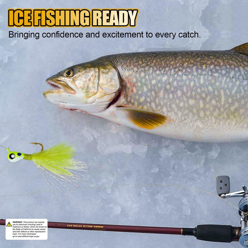 CWSDXM 15PCS Ice Fishing Jigs Glow-in-The-Dark Ice Fishing Set with