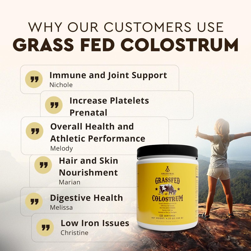Ancestral Supplements Bovine Colostrum Powder - Grass Fed, Freeze Dried,