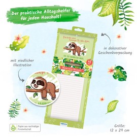 Trötsch Notizblock mit Stift und Magnet Faultier: Notizblock Geschenk Geschenkidee Erinnerung Merkzettel