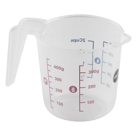 Emsa K32260 Prep & Bake Plastic Measuring Cup 0.5 L | Double Scale | For Solid & Liquid Ingredients | Integrated Pouring Lip for Precise, Clean Pouring | Dishwasher Safe | Transparent