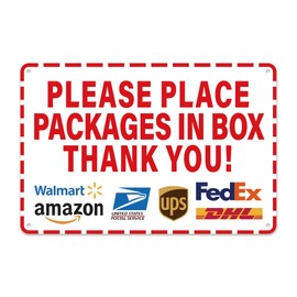 Please Leave Packages and Deliveries Here Sign，Self-Adhesive Weatherproof and Fade-Resistant Place Packages in Box Sign, Please Delivery Packages in Box Sticker for Home, Office, Shop, Door