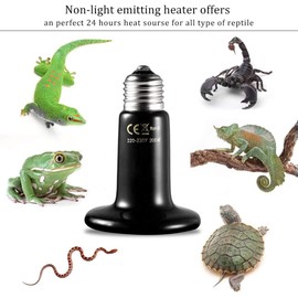 POFET Reptile Heat Lamp 200 W with a Digital Thermometer, Infrared Ceramic Heater, Non-Light Lamps, Emitter 220-230 V (Black)