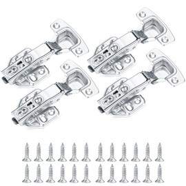 4 Pcs Kitchen Units Door Hinges, Soft Close Cupboard Wardrobe Doors Hinges, Folding Doors Hinge with Screws, Full Overlay Mute Cabinet Hinges