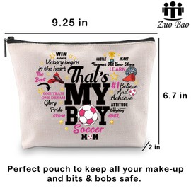 Zuo Bao Soccer Mom Makeup Bag Soccer Lover Gift That's My Boy Cosmetic Bag Team Mom Gift, Soccer Mom