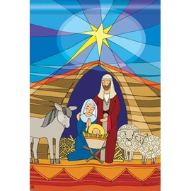 Breeze Art Stained Glass Nativity Garden Flag #31235