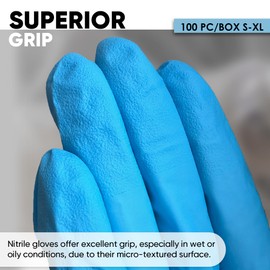 B-well Pulse Nitrile Disposable Gloves Nitrile Disposable Gloves with Standard EN 455-1, EN 455-2, EN 1186 (XL) Pack of 100