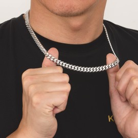 KRKCLIFE Men's Necklace Diamond Cut, Stainless Steel Cuban Link Chains 8mm, Anti-Tarnish Nickel-Free, Thick Gold Chain Silver Chain for Man Boy Unisex, 18 Inches