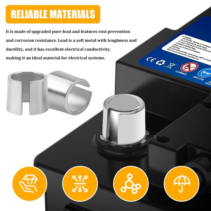 Rebvugr 2PCS Car Battery Post Terminal Shims, Battery Terminal Adapter,