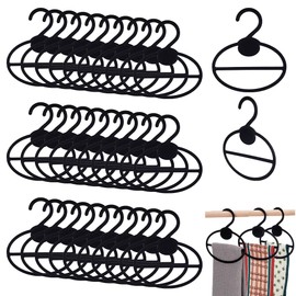 AHANDMAKER 50Pcs Black Scarf Hanger, Oval Scarf Display Storage Hangers Space Saving Plastic Scarves Holder Organizer for Shop Home Headscarves Ties Belts Sorting Storaging, 5.5x6.3 Inches