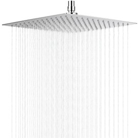 RALANDA 10 Inch Square Rainfall Shower Head, Ultra Thin, Chrome, Wall Mount
