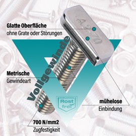 VOOXA Hammer Head Screws M10 x 30 - Pack of 20, A2 Stainless Steel - Half Screws for Solar PV Mounting Rail Type 28/15 | Rustproof, Corrosion Resistant