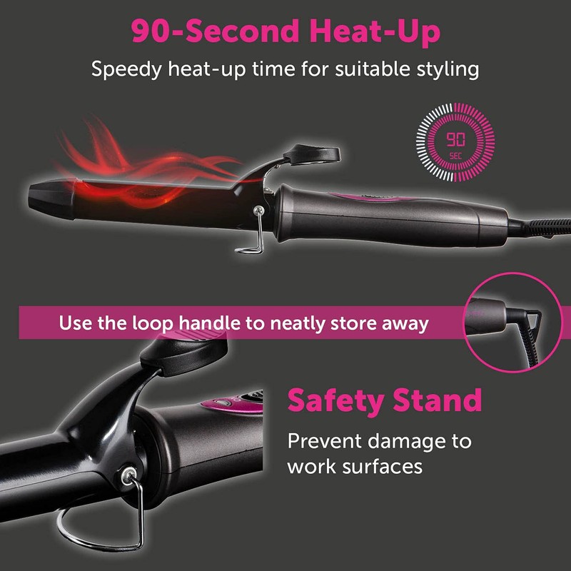 Carmen C81068 Neon 25mm Curling Tong with Keratin-Infused Coating, 90-Second