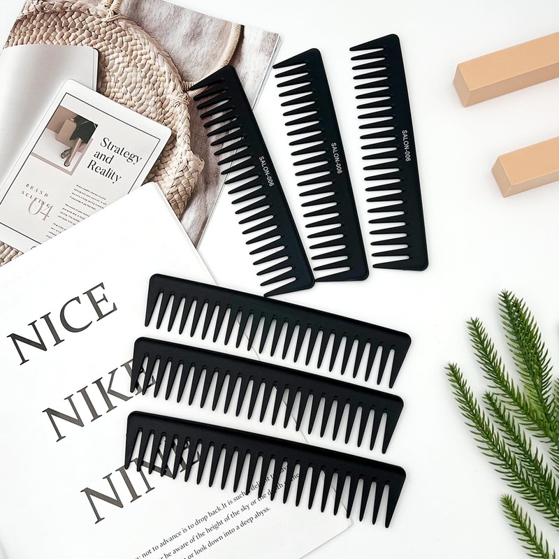 6-Pack Wide Tooth Hair Combs for Men, Durable Detangling &
