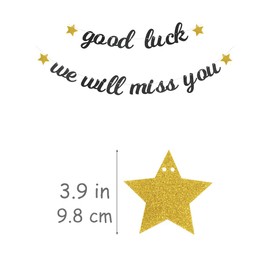 Pargleev Good Luck We Will Miss You Glitter Banner 2025 Graduation Congratulations Party Decorations Black Gold
