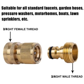 1 Set 3/4 Inch Garden Hose Quick Connector, Garden Hose Fitting Quick Connector, No-Leak Water Hose Male and Female Garden Hose Fitting Quick Connector