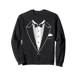 Tuxedo Costume Shirt Adult Men Women Kids Tux Suit Bow Tie Sweatshirt