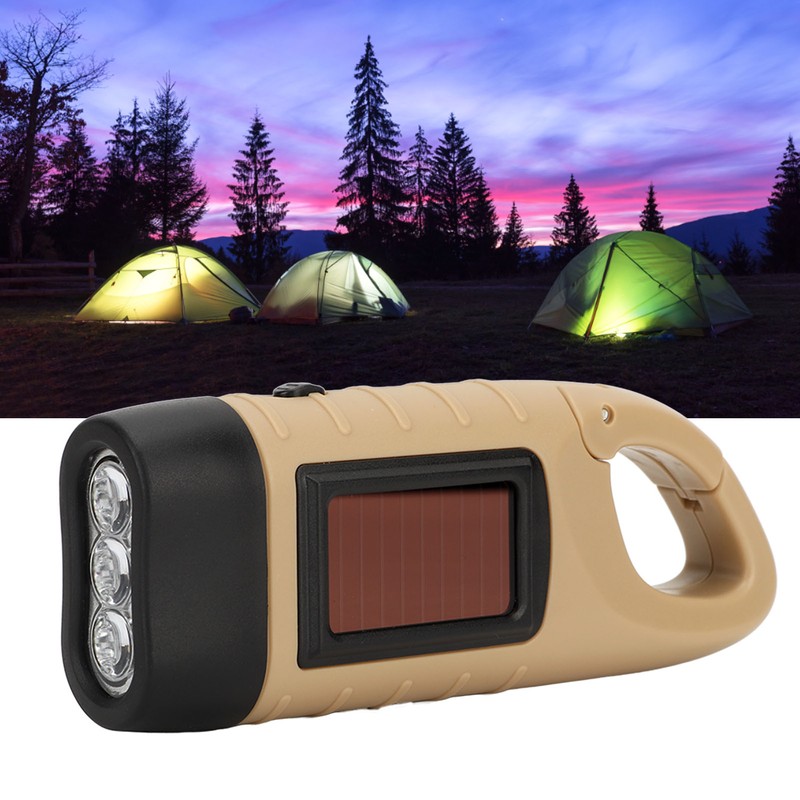 Hand Crank Solar Powered Flashlight Emergency Rechargeable LED Flashlight Self