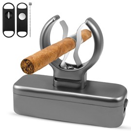 Magnetic Cigar Holder for Golf Cart, 5 in 1 Cigar Accessories Kit with Cigar Cutter, V Cutter, Punch, Draw Enhancer, Premium Cigar Clip Set for Golf Cart, Beach Chairs, Houseboat, Indoor & Outdoor Use