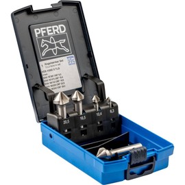 PFERD HSS-E Co5 Cone/Deburring Countersink Set, 5 Pieces, 90°, Diameter 6.3-25.0 mm, DIN 335 C, 25202156 - for Countersinking 90° Screws