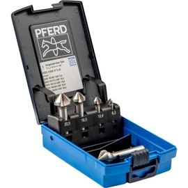 PFERD HSS-E Co5 Cone/Deburring Countersink Set, 5 Pieces, 90°, Diameter 6.3-25.0 mm, DIN 335 C, 25202156 - for Countersinking 90° Screws