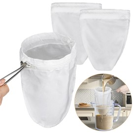 Strainer Bag - RAINFLOW Coffee Strainer 3 PCS Small Mesh Strainer With Stainless Steel Handle Fine Strainer Cloth Cheese Cloth Bag For Straining Mesh Strainer Bag Food Strainers For Kitchen(8x9.8inch)