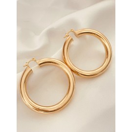 Big Round Shape Gold Tone Hoop Earrings Bling Thin Lightweight Earrings