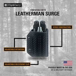 Clip & Carry Kydex Multitool Sheath for The Leatherman Surge - Made in USA - EDC Multi Tool Sheath Holder Holster Cover - Diamond Plate
